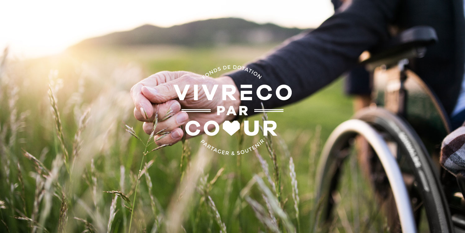 Logo Vivreco par coeur avec une personne en situation de handicap